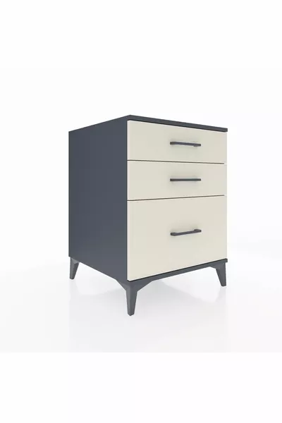 Comodino Kronos 3 Cassetti Antracite-Pietra di Luna