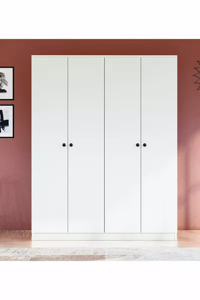 Armoire à 4 portes avec poignées à boutons