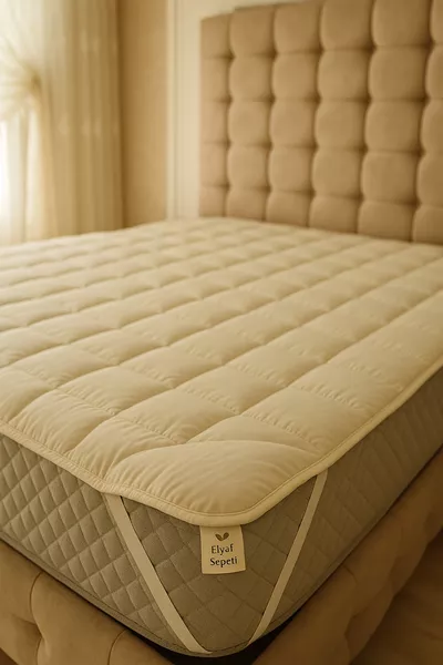 Matelas de sommeil capitonné en laine avec élastiques aux quatre coins
