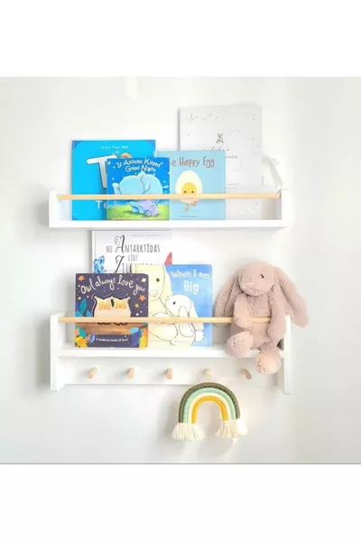 cm Montessori coat rack bookshelf baby room organizer double set