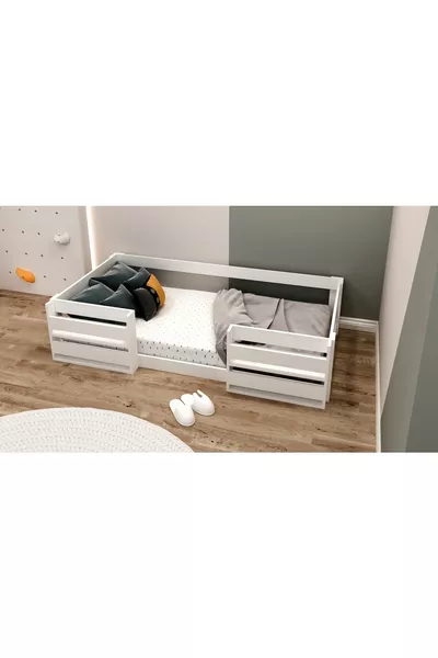 Vega Montessori MDF Bookshelf Bed White Compatible with M Size Mattress