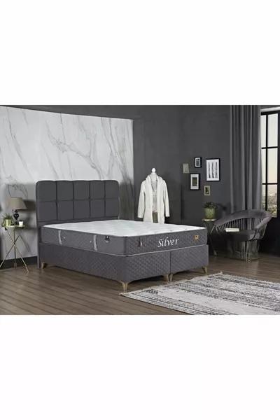Silver Dynamic Spring Bed Base and Headboard Set