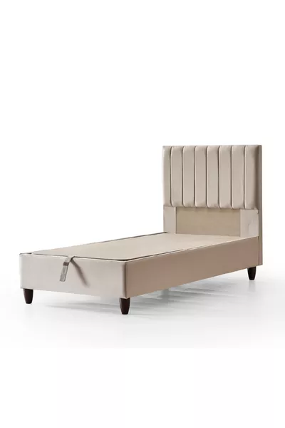 Manolya Single Bed Base with Storage and Headboard Set, 2 Pieces