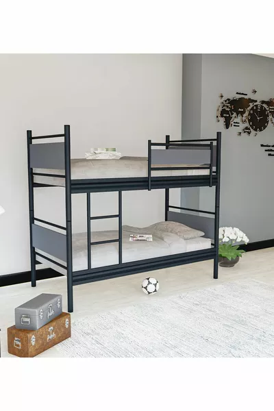 Gm Star Letto a castello in legno e metallo Nero-antracite Grigio