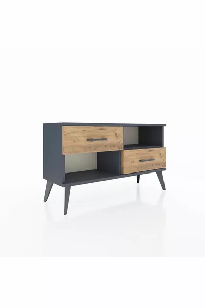 Arges Dresser Single Shelf 2 Drawers Anthracite-Anthracite/Pine