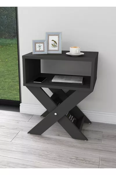 Table de chevet / table basse Home Enda X avec support pour revues Anthracite