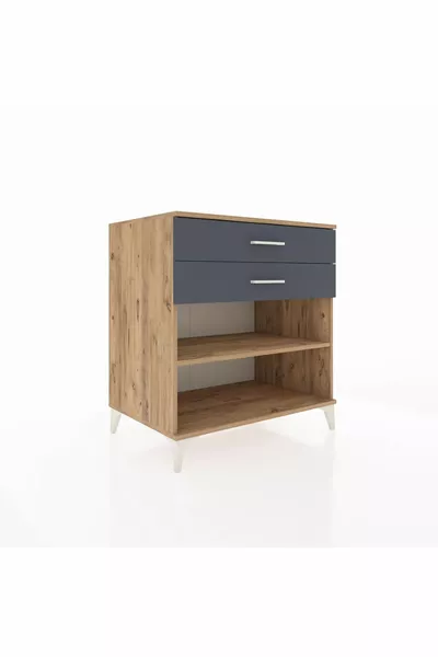 Comò Kronos con una mensola e 2 cassetti Pino-Antracite