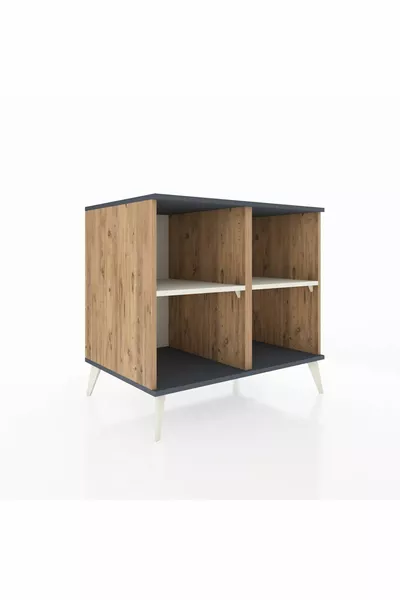 Commode Kronos à 2 étagères Pin-Anthracite/Gris clair