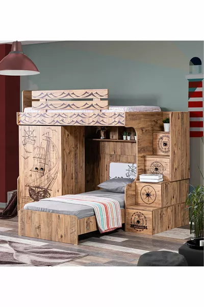Ranza, Letto a Castello Captain Ranza con 2 Materassi Comfort e Armadio