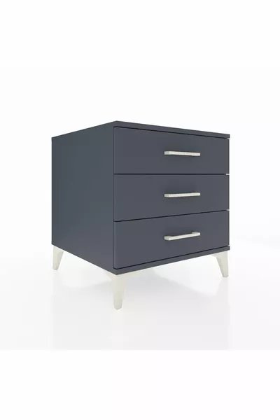 Table de chevet Kronos à 3 tiroirs Anthracite-Anthracite