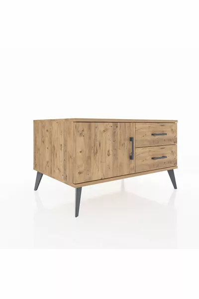 Kronos Dressoir Met Eén Plank, 2 Laden En 1 Deur, Dennen-Dennen