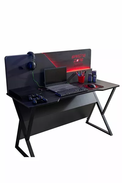 Gamer LED Youth Room - 2-Door Wardrobe, Bed, Nightstand, Desk, Dresser, Bookshelf