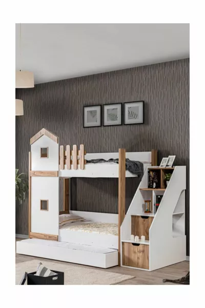 Bunk Bed, Eiffel Bunk Bed with 2 Comfort Mattresses