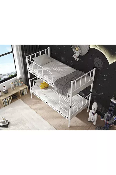 DZGN HOME CAMERA DA LETTO PER BAMBINI E RAGAZZI CON LETTO A CASTELLO E LETTO IN METALLO - x CM