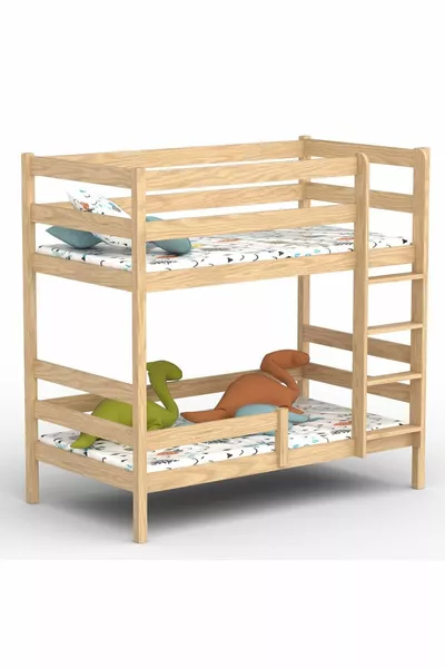Letto a castello classico in pino naturale per bambini e neonati