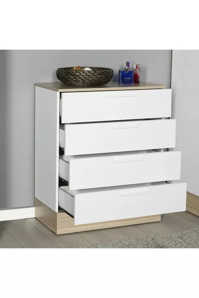 Base 4-Drawer Dresser - Italian Oak-Matte White