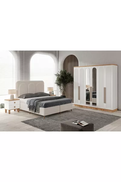 Ücretsiz Montaj - Rosa 6 Kapaklı Komple Mdf Yatak Odası Takımı
