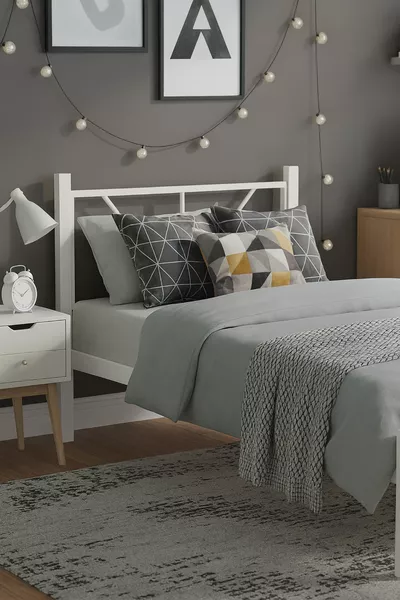 Alchera Single Metal Bed White