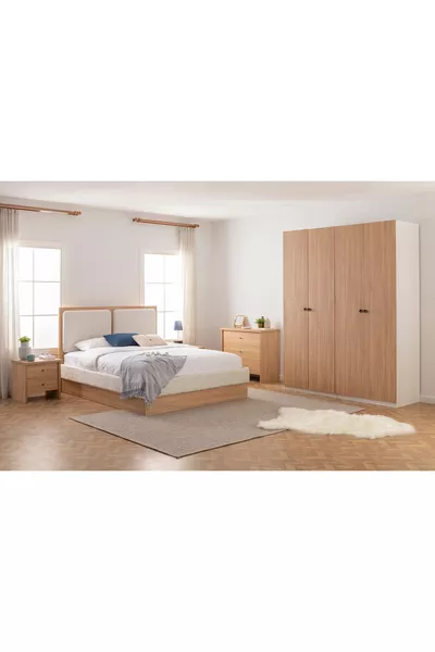 Luna Nox, Pandia Bedroom Set, Oak Wardrobe, 4-Door