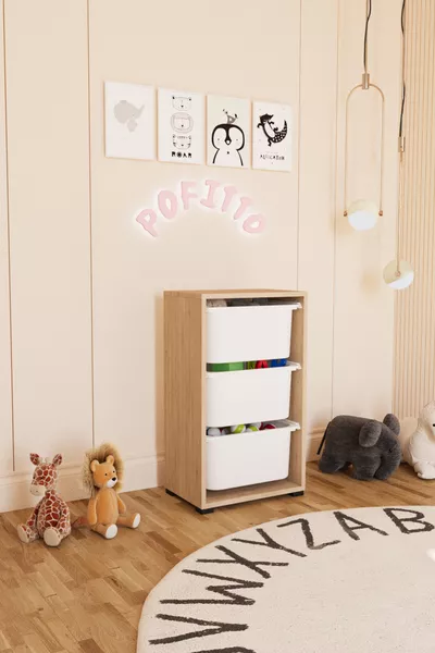 3 Deep Basket Cabinet Toy Cabinet Multi-Purpose Kitchen Pantry Bathroom Cabinet Sapphire Oak