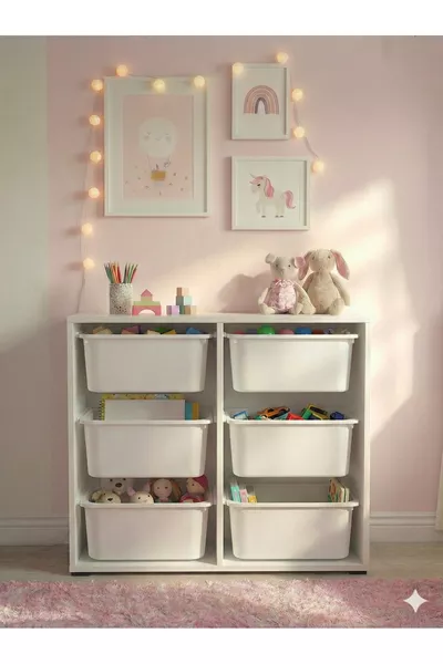 6-Drawer Multi-Purpose Toy Cabinet and Storage Unit – Kids' Room Organizer with Gift Tag