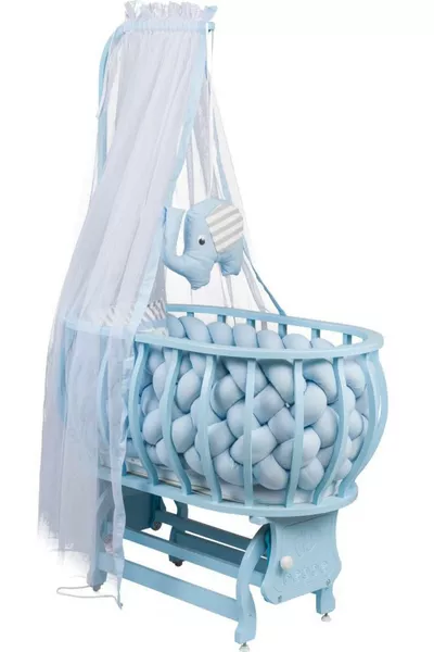 Lina Basket Cradle Wooden Cradle with Woven Sleep Set Natural Wooden Cradle