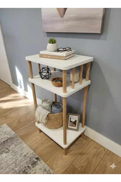 2-Shelf Corner and Side Table - Nightstand – Multi-Purpose Modern Convertible Table