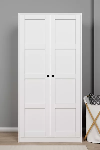 Armoire à deux portes Lucas et placard multifonction - Blanc mat