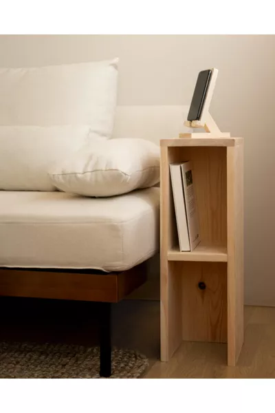 Holz-Nachttisch Beistelltisch Nachttisch mit Regal Fächer Für kleine Räume