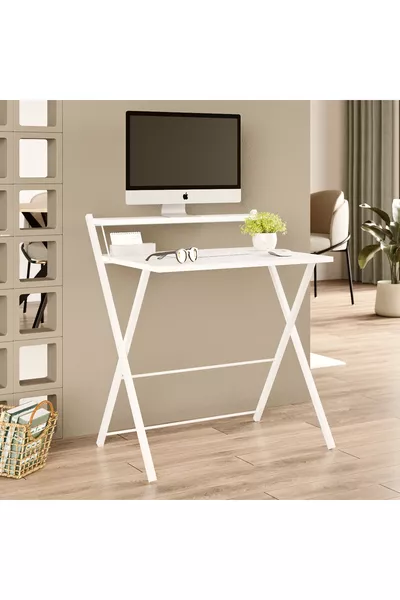 Stylish and Durable, Stable Metal-Leg Laptop Table, Folding Work Desk, Laptop Stand