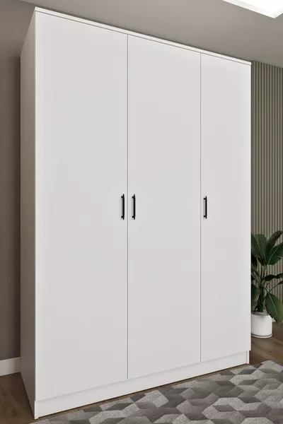 Ases  Large Wardrobe Cabinet with Shelves White - Sapphire Oak