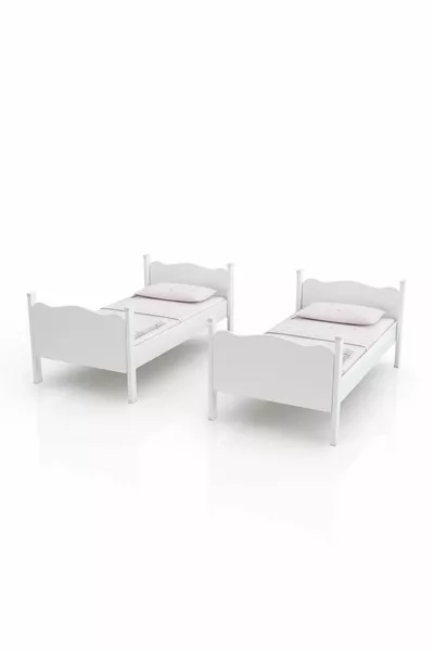 Letto a castello doppio smontabile con profili in MDF bianco