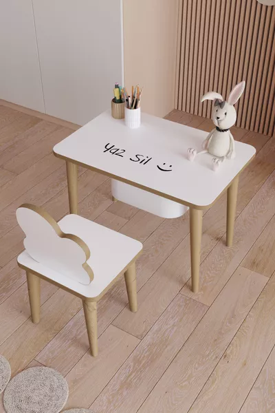 Children's Table and Chair with Drawer Erasable Writing Play Activity Set 1 Table 1 Chair 1 Drawer