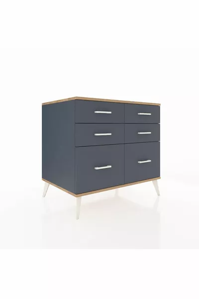 Commode Kronos 6 tiroirs Anthracite-Cèdre/Anthracite