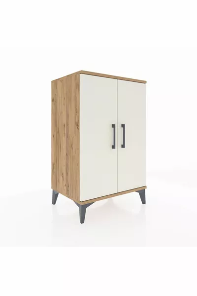 Hyperion Nightstand with 2 Shelves and 2 Doors Pine-Ayataş