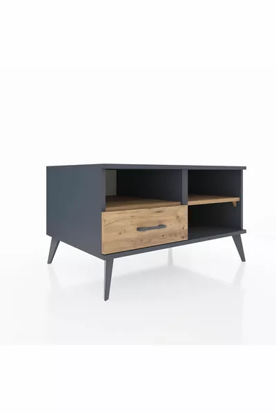 Comò Kronos con 2 Ripiani e 1 Cassetto Antracite-Pino