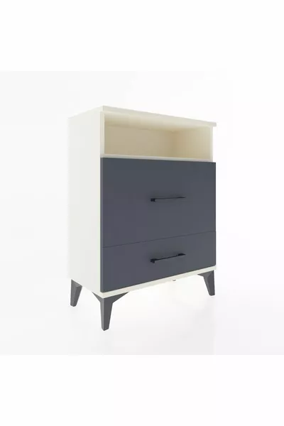 Arges Nightstand Single Shelf 2 Drawers Moonstone-Anthracite