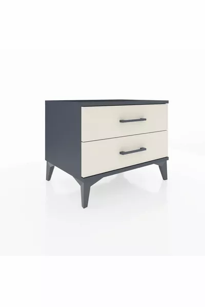 Chevet Hyperion 2 tiroirs Anthracite-Pierre de lune