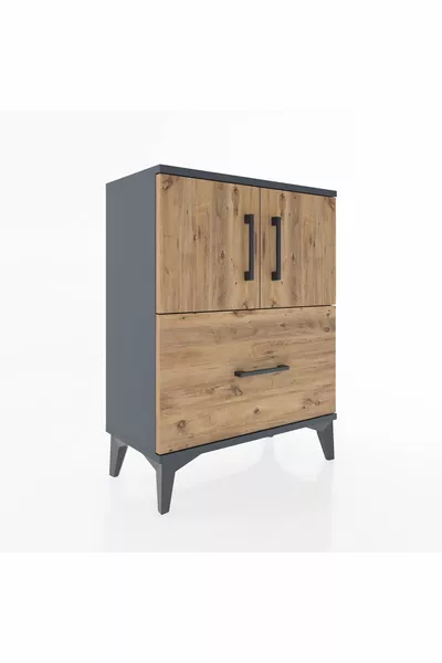 Arges Commode 2 planken, 1 lade, 2 deuren, Antraciet-den