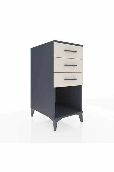 Kronos Nightstand 3-Drawer Anthracite-Sandstone