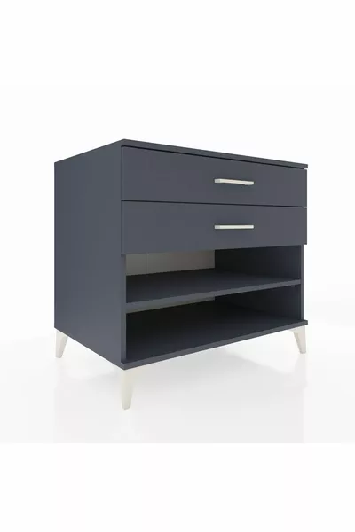 Commode Kronos à une étagère et deux tiroirs Anthracite-Anthracite