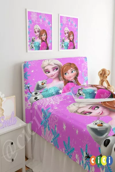 Housse de tête de lit Base Fond violet Elsa Anna