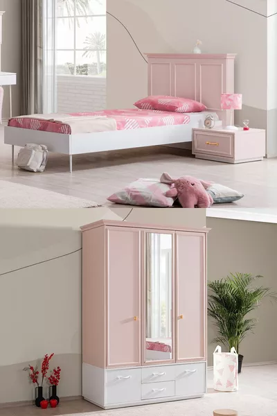 Детская комната Rosa - шкаф с 3 дверцами, кровать, прикроватная тумбочка