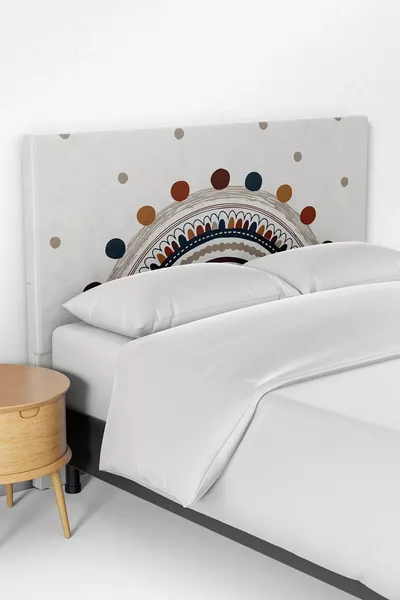 Beige Regenboog Patroon Kinderkamer Bed Box Hoofdeinde Hoes