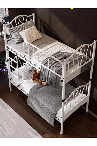 Chambre d'enfant Argimo Orkide Lit superposé et lit métallique x Blanc