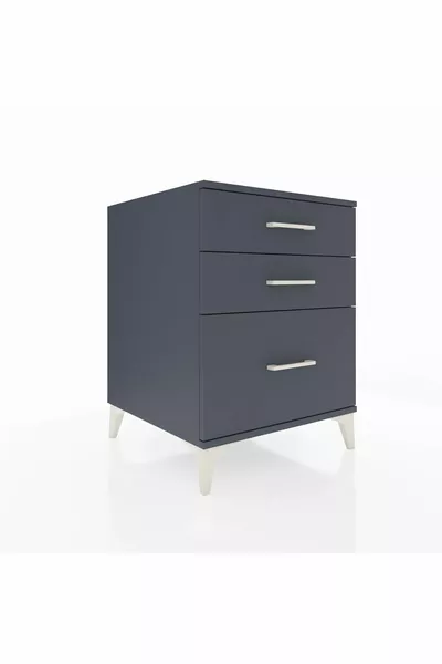 Comodino Kronos 3 Cassetti Antracite-Antracite