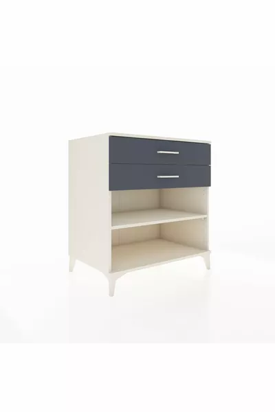 Commode Kronos à une étagère et 2 tiroirs, Pierre de lune-Anthracite