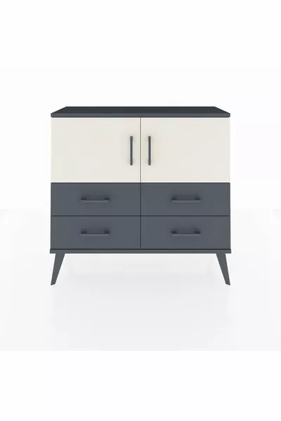 Arges Dresser with 2 Shelves, 4 Drawers, 2 Doors - Anthracite-Ash/Anthracite
