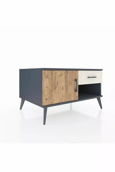 Kronos Dressoir Met Eén Plank, Eén Lade, Eén Deur Antraciet-dennen/Marmer