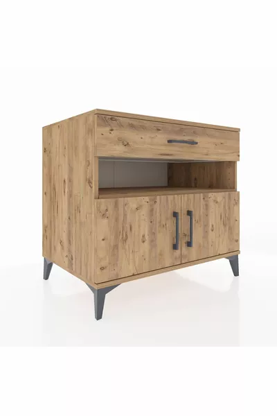 Commode Kronos 2 étagères, 1 tiroir, 2 portes, Pin-Pin